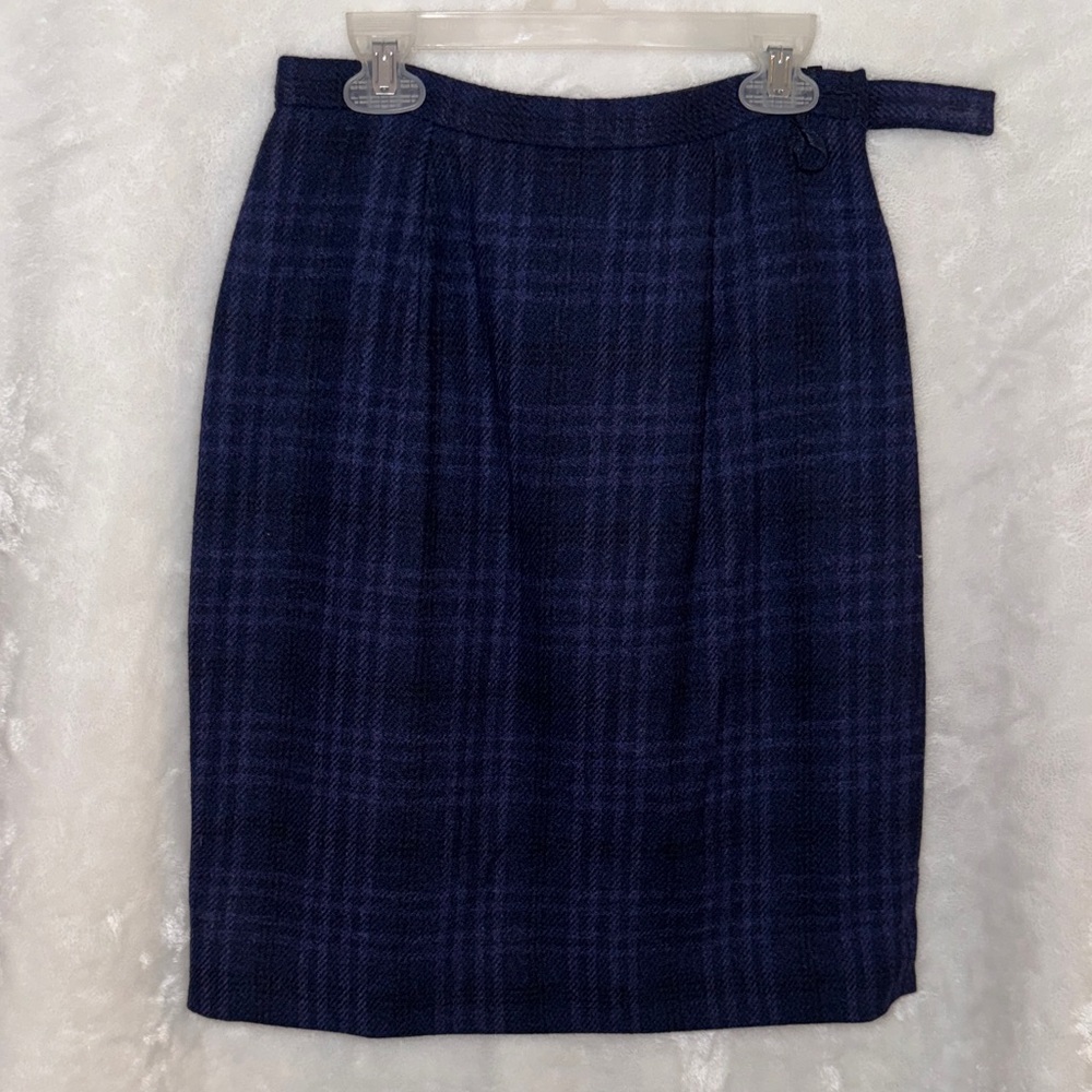Jones New York Navy Plaid Pencil Skirt